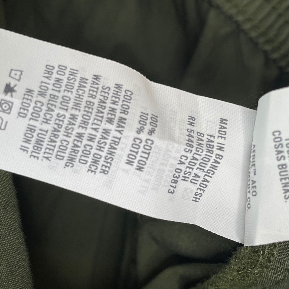 Aerie Womens Olive Green Cotton Cargo Pants Elastic Waist Toggle Hem Small - Picture 12 of 12